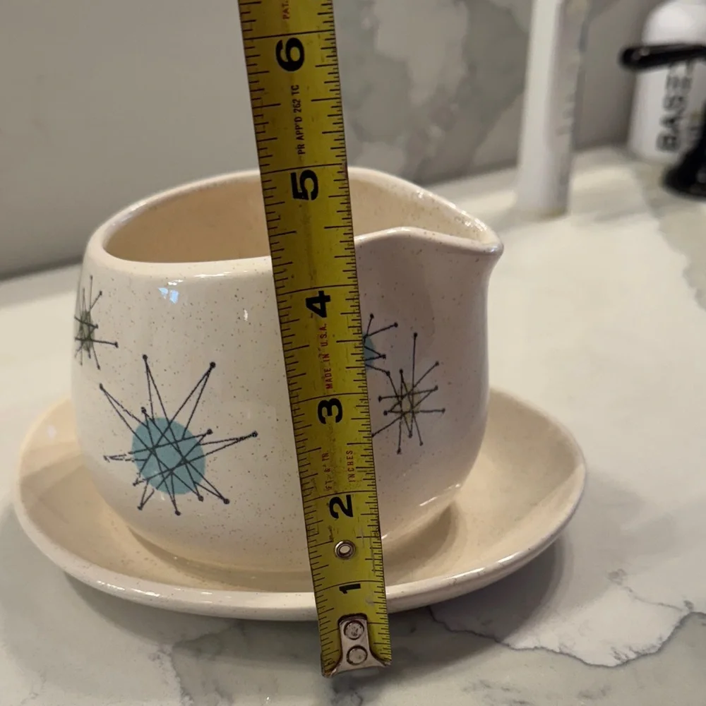 Mid-Century Modern Cream and Blue Starburst Creamer Set - Picture 7 of 7
